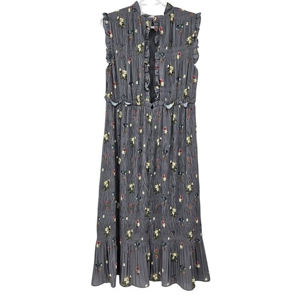 Ted Baker Toppaz Oracle Pleated Midi Dress Gray Women’s 3 Size 8 Floral Formal - Picture 8 of 16
